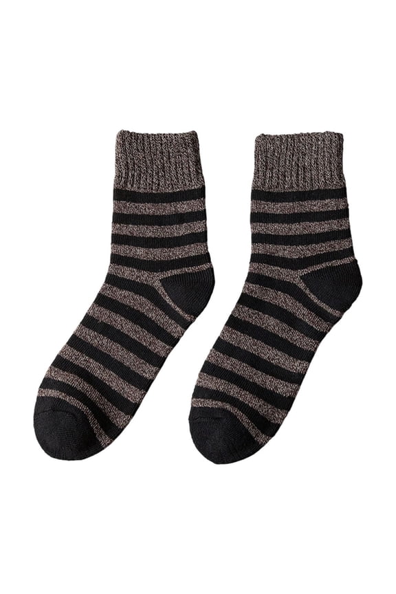 Women's 1PC Striped Knit Crew Socks Comfortable Thick Ribbed Cuff Mid Calf Socks for Casual Work and Daily Wear
