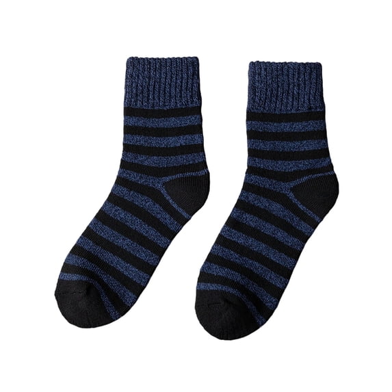 Purcolt Women's 1PC Striped Knit Crew Socks Comfortable Thick Ribbed Cuff Mid Calf Socks for Casual Work and Daily Wear
