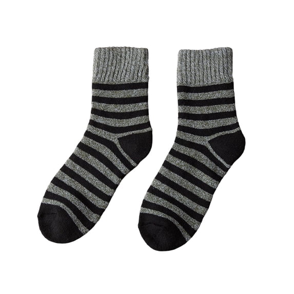 Purcolt Women's 1PC Striped Knit Crew Socks Comfortable Thick Ribbed Cuff Mid Calf Socks for Casual Work and Daily Wear