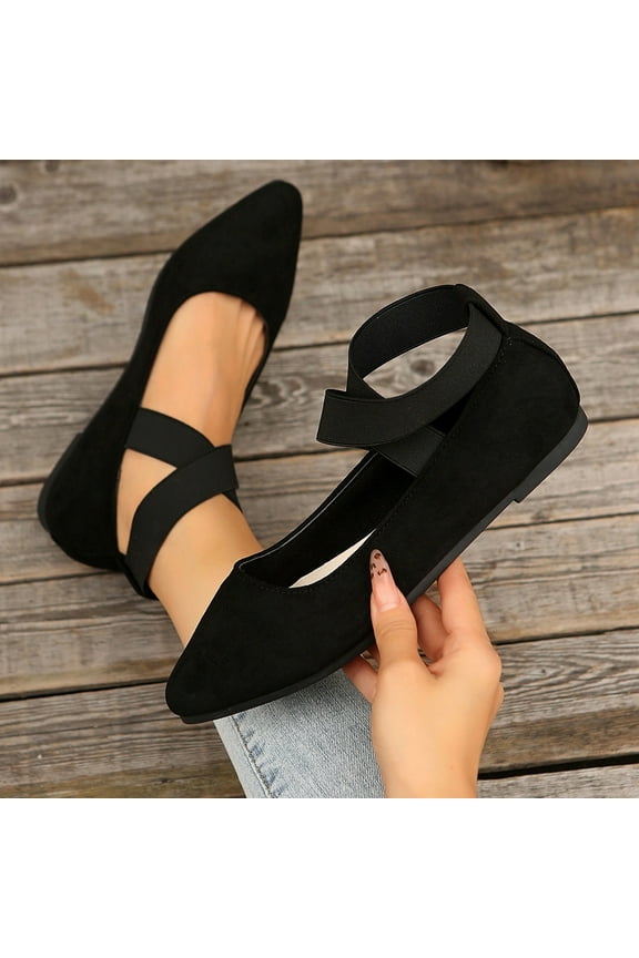 Women's Ballet Flats Shoes Comfortable Point Toe Cross Strap Dress Shoes Dressy Slip On Mary Janes Flats for Club Party