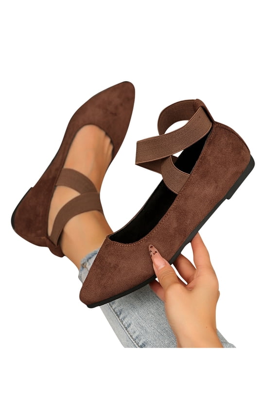 Women's Ballet Flats Shoes Comfortable Point Toe Cross Strap Dress Shoes Dressy Slip On Mary Janes Flats for Club Party