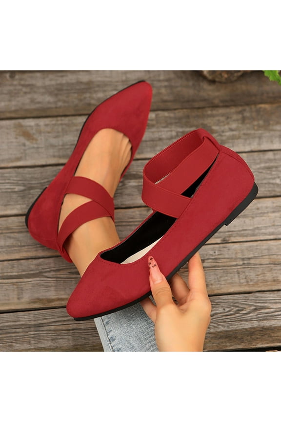 Women's Ballet Flats Shoes Comfortable Point Toe Cross Strap Dress Shoes Dressy Slip On Mary Janes Flats for Club Party