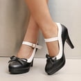 thumbnail image 1 of Purcolt Women's Bow Mary Jane Shoes Cute Pointed Toe High Heels Pumps Summer PU Leather Sweet Dress Shoes for Party Club Wedding, 1 of 9