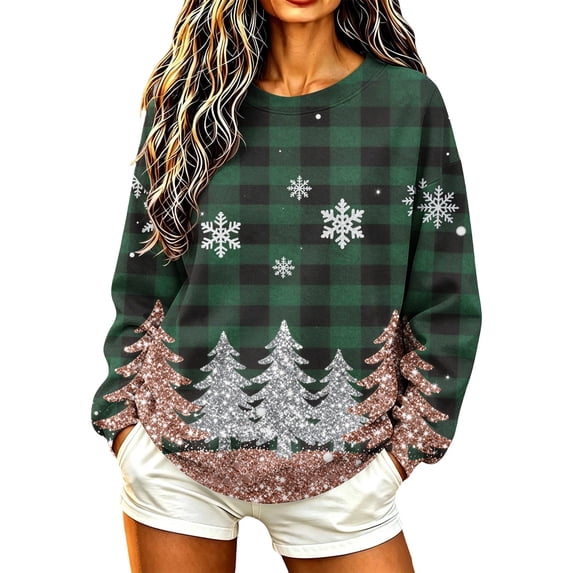 Purcolt Women's Christmas Sweatshirt Casual Crew Neck Loose Fit Long Sleeve Pullover Tops Ladies Fall Fashion Comfort Sweaters Outfits