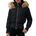 thumbnail image 1 of Purcolt Women's Cropped Puffer Jacket with Furry Hood Long Sleeve Full Zip Warm Winter Coats Casual Thick Outerwear, 1 of 8