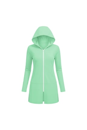Women's Long Lightweight Sun Protection Shirt Jacket, Open Front Split Hem Cardigan Coat with Pockets for Beach Travel for Daily Wear