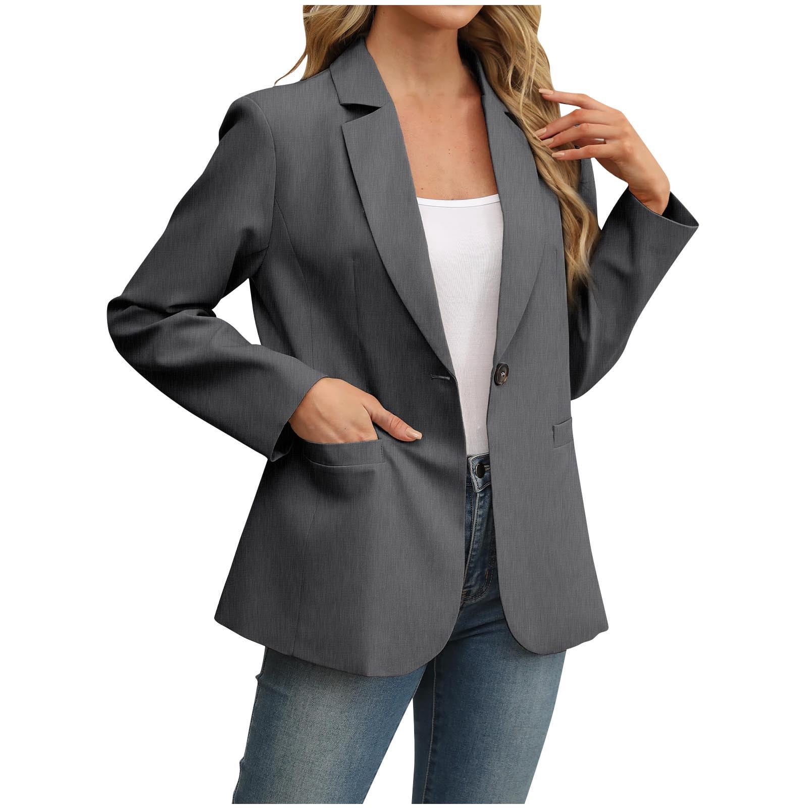Purcolt Women's Long Sleeve Blazer Dressy Casual Lapel Collared Single Purcolt Women's Long Sleeve Blazer Dressy Casual Lapel Collared Single