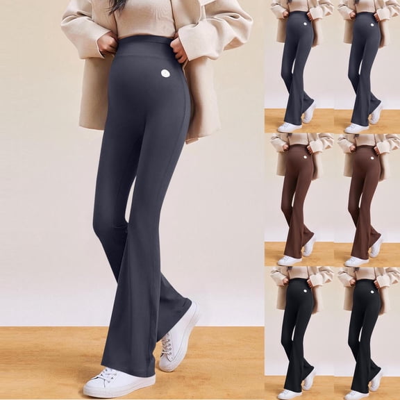Purcolt Women's Maternity Flare Leggings Over The Belly Pregnancy Pants Buttery Soft Yoga Leggings Casual Stretchy Lounge Trousers