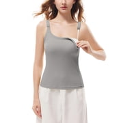 Purcolt Womens Maternity Nursing Cami Tank Top with Built-in Shelf Bra Sleeveless Comfort Stretch Maternity Shirts Pregnancy Basic Camisole Shirt for Breastfeeding