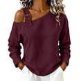 thumbnail image 1 of Purcolt Women's One Shoulder Sweatshirt Long Sleeve Slouchy Pullover with Buckle Strap for Lounge Streetwear Outfits Spring Fall Layering Everyday Tops, 1 of 5