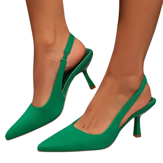 Purcolt Women's PU Leather Slingback Heels Elegant Closed Pointed Toe Sandals Dress Pumps Shoes for Wedding Party Club