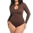 thumbnail image 1 of Purcolt Women's Plus Size Keyhole Seamless Shapewear Bodysuits One Piece Long Sleeve Bodycon Rompers Sleepwear Onesie Jumpsuit Tummy Control Body Shaper Snatching Body Suit, 1 of 7