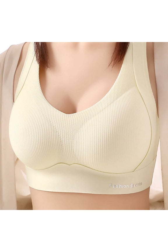 Women's Ribbed Seamless Soft Smooth Pull On Bras Wirefree Light Support Padded Bralettes Full Coverage Lift Comfort Sleep Everyday Bra, M-XXL