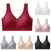 Purcolt Women's Seamless Front Closure Mastectomy Bra Full Coverage Wirefree Comfort Bra Medium Support Post-Surgery Bra, 5XL-6XL