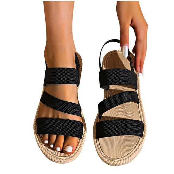 Purcolt Women's Slingback Flat Sandals Casual Open Toe Slip on Strappy Sandals Summer Beach Slippers Shoes for Walking Vacation Party