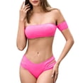 thumbnail image 1 of Purcolt Women's Two Piece Bandeau Swimsuit Bikini Top with Low Waist Cutout Cheeky Bottom Bathing Suit Summer Beach Swimwear, 1 of 9