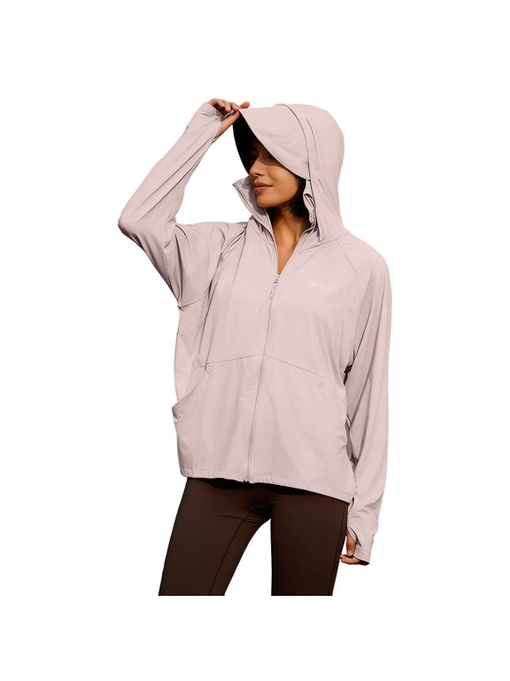 Women's UPF 100+ Sun Protection Hoodie Jacket Lightweight Quick-Dry Active UV Shirts with Pockets