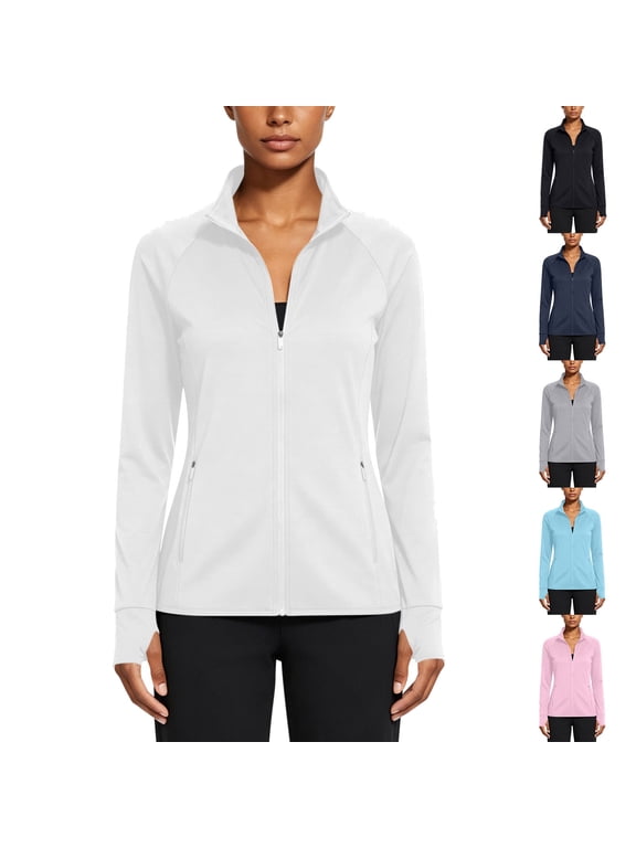 Women's UPF 50+ Lightweight Athletic Jackets, Zip Up Long Sleeve Sun UV Protection Shirts for Workout Running Hiking