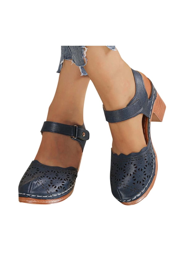 Women's Vintage Mary Janes Comfortable Closed Toe Adjustable Ankle Strap Mid Buckle Heels Dress Pumps for Club Party Evening