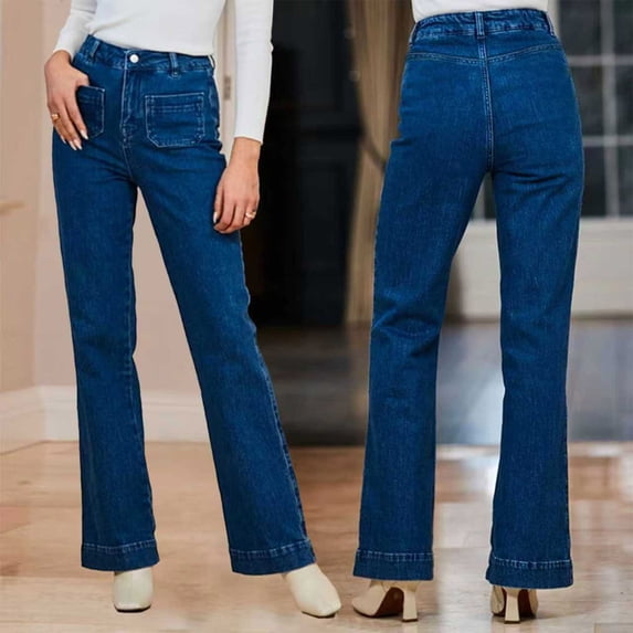 Purcolt Women's Jeans Stretchy High Waisted Straight Leg Denim Pants Trendy Loose Fit Bootcut Jeans with Pockets