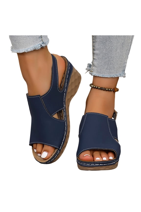 Women's Wide Width Wedge Sandals Dressy Casual Open Toe Non Slip Sandals Summer Comfortable Sandals for Beach Work Vacation