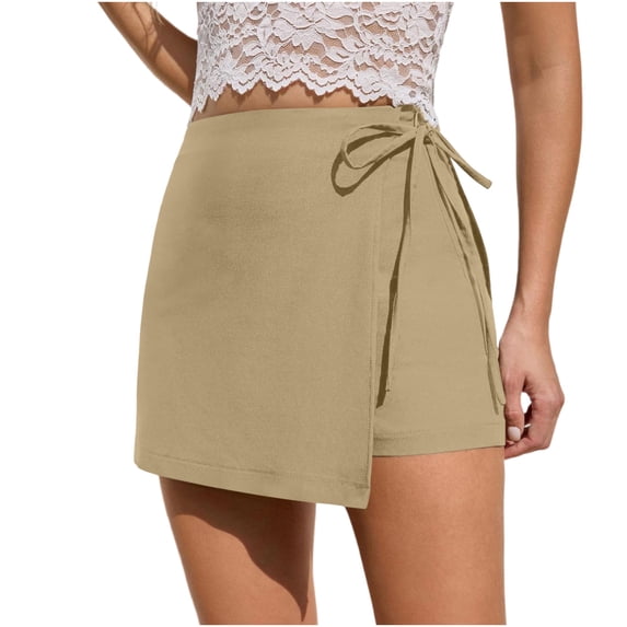Purcolt Women's Wrap Skort with Built-In Shorts, High Waist Pull-On Mini Length A-Line Athletic Shape Lightweight Stretch for Tennis Golf and Everyday Wear