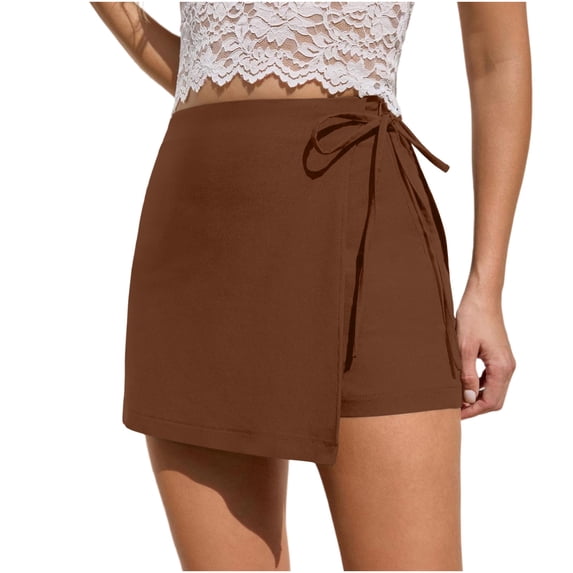Purcolt Women's Wrap Skort with Built-In Shorts, High Waist Pull-On Mini Length A-Line Athletic Shape Lightweight Stretch for Tennis Golf and Everyday Wear