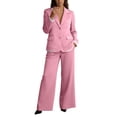 thumbnail image 1 of Purcolt Womens 2 Piece Pant Suit Elegant Casual Lapel Long Sleeve Blazer High Waist Wide Leg Trousers Formal Business Work Office Matching Set, 1 of 9