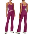 thumbnail image 1 of Purcolt Womens 2 Piece Sport Outfits Summer Crew Neck Crop Sleeveless Tank Tops and Crossing Legging Tracksuit Athletic Matching Set for Yoga Workout Gym, 1 of 8
