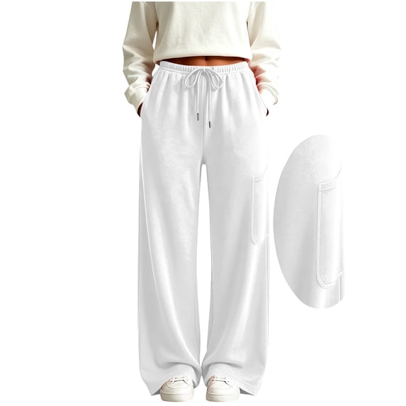 Purcolt Womens Athletic Pants Casual Drawstring Elastic Waist Wide Leg Sweatpants Comfort Loose Fit Trousers with Pockets for Running Workout Gym