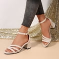 thumbnail image 1 of Purcolt Womens Block Heeled Sandals Summer Casual Cross Strap Open Toe Pumps with Adjustable Ankle Strap for Wedding Praty Vacation, 1 of 9