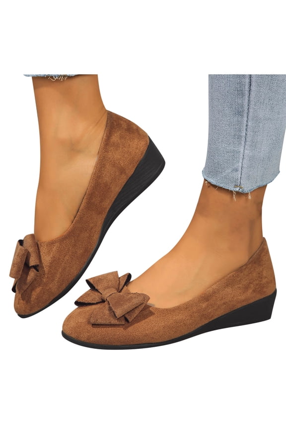 Womens Bowknot Flats Shoes Casual Trendy Round Toe Shallow Mouth Ballet Flats Comfortable Summer Slip On Dailywear Dress Shoes