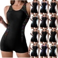 thumbnail image 1 of Purcolt Womens Boyleg One Piece Swimsuit Athletic Color Block Racerback Slimming Bathing Suit Full Coverage Weitsuit Swimwear with Boyshorts, 1 of 9