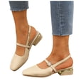 thumbnail image 1 of Purcolt Womens Buckle Low Heels Dressy Casual Point Toe Slingback Pump Shoes Summer Comfortable Sandals for Walking Wedding Party, 1 of 9