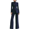 thumbnail image 1 of Purcolt Womens Suits 2 Piece Sets Business Casual Slim Fit Stand Neck Single Button Blazer and Straight Pants Wrinkle Free Office Work Outfits, 1 of 9