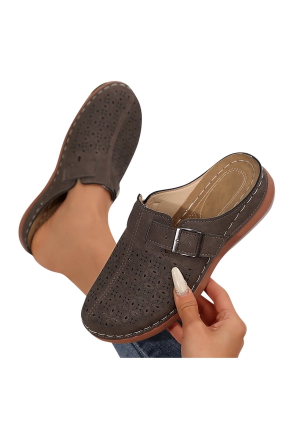 Womens Clogs Shoes Brethable Non Slip Closed Toe Chunky Sole Sandals Summer Slip On Arch Support Flats Shoes for Walking