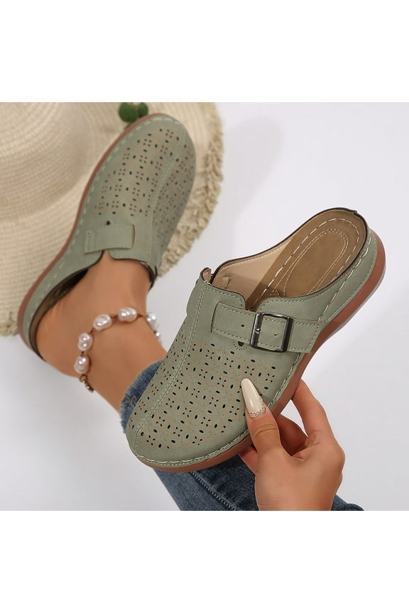 Womens Clogs Shoes Brethable Non Slip Closed Toe Chunky Sole Sandals Summer Slip On Arch Support Flats Shoes for Walking