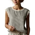 thumbnail image 1 of Purcolt Womens Cotton Linen Tank Tops Casual Boho Eyelet Embroidery Crewneck Sleeveless Tee Tops Trendy Soft Loose Fit Basic Shirts for Beach Vacation Party, 1 of 9
