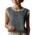 thumbnail image 1 of Purcolt Womens Cotton Linen Tank Tops Casual Boho Eyelet Embroidery Crewneck Sleeveless Tee Tops Trendy Soft Loose Fit Basic Shirts for Beach Vacation Party, 1 of 9