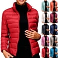 thumbnail image 1 of Purcolt Womens Cropped Puffer Jacket - Quilted Packable Lightweight Winter Coat - Stand Collar Long Sleeve Full Zip Windproof Insulated Snow Coats, 1 of 8