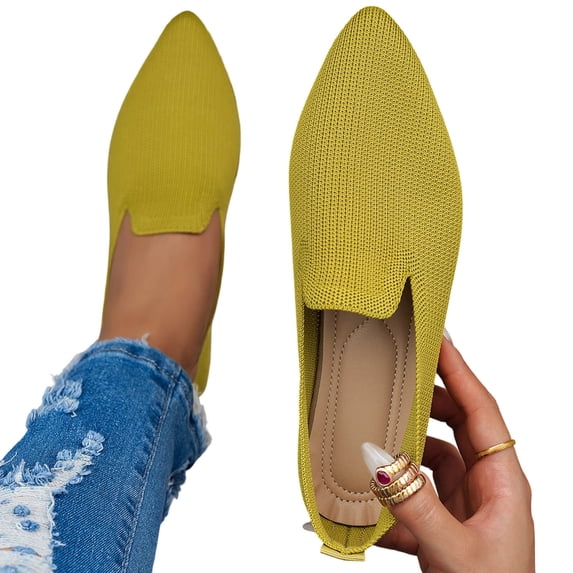 Purcolt Womens Eyelet Ballet Flats Lightweight Casual Pointed Toe Shallow Mouth Dress Shoes Comfort Breathable Cushion Sole Low Heel Slip on Flat Shoes