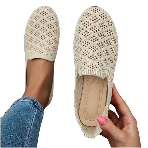 Purcolt Womens Eyelet Mesh Loafers Comfort Breathable Round Toe Slip On Boat Shoes Dressy Casual Soft Sole Flats Shoes for Walking Travel Vacation