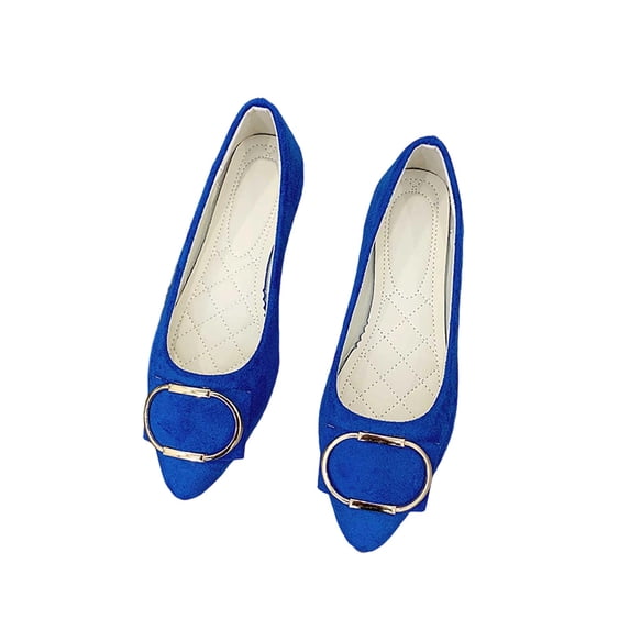 Purcolt Womens Faux Suede Buckle Flats Dressy Casual Pointed Toe Slip On Ballet Shoes Comfort Elegant Soft Sole Dress Shoes Dailywear for Business Work Office