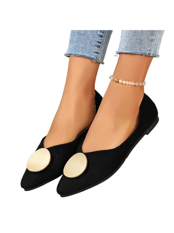 Womens Faux Suede V-Cut Flats Dressy Casual Pointed Toe Slip On Ballet Shoes Comfort Elegant Soft Sole Dress Shoes Dailywear for Business Work Office
