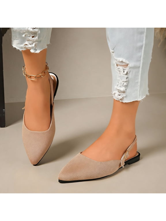 Womens Flat Mules Closed Pointed Toe Slingback Slip On Flats Work Office Dress Sandal Shoes