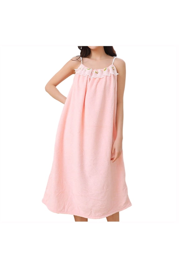 Womens Fleece Robes Quick Drying Spaghetti Strap Sleeveless Loose Fit Long Bathrobe