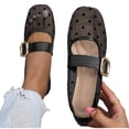 thumbnail image 1 of Purcolt Womens Heart Embroidery Mesh Flats Lightweight Casual Square Toe Slip On Ballet Shoes Comfort Elegant Soft Sole Mary Jane Shoes with Buckle Strap, 1 of 9