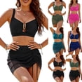 thumbnail image 1 of Purcolt Womens High Waisted Bikini Sets U-Wire Two Piece Swimsuits with Sheer Mesh Drawstring Swim Skirt Tummy Control Bathing Suits, 1 of 9