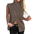 thumbnail image 1 of Purcolt Womens Knit Sweater Vest Trendy Casual Mock Neck Sleeveless Wrap Front Tank Tops Comfort Split Hem Loose Fit Layering Tops for Business Work Office, 1 of 8