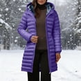 thumbnail image 1 of Purcolt Womens Lightweight Puffer Jacket Hooded Quilted Padded Long Winter Coats Zip Up Warm Thickened Down Jacket Outerwear, 1 of 9